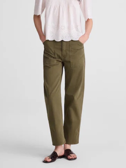 Madewell Olive Green Darted Barrel Pants